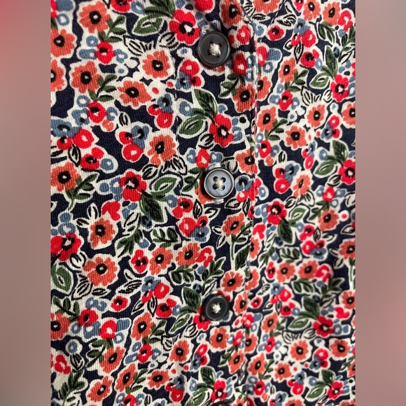 Boden Floral Button Down, V-Neck , Cropped Long Sleeve Top 100% Cotton size 10 - Picture 7 of 8